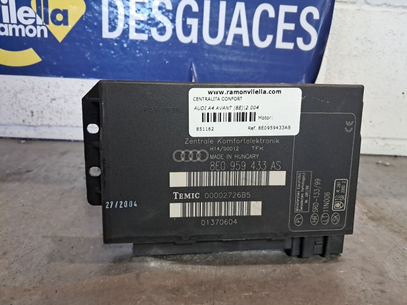 Recambio de centralita confort para audi a4 avant (8e) 2.5 tdi referencia OEM IAM 8E0959433AS 00002726B5 