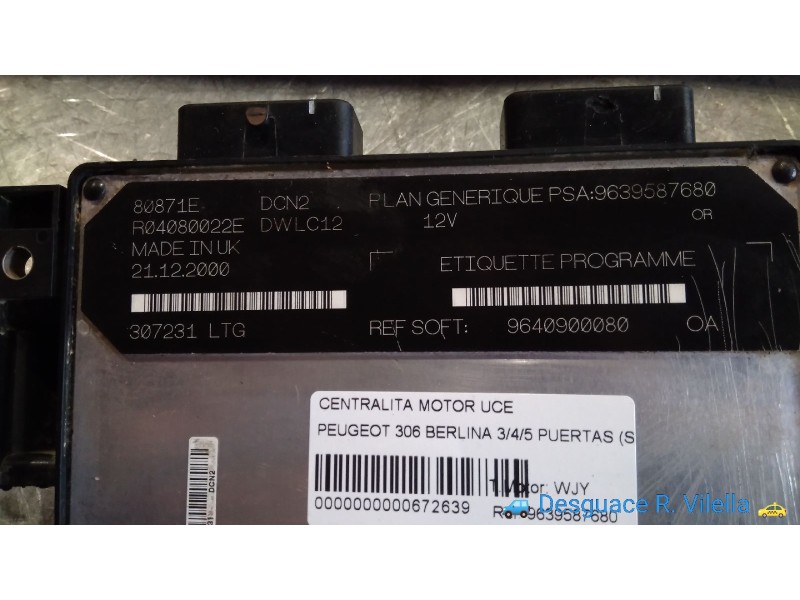Recambio de centralita motor uce para peugeot 306 berlina 3/4/5 puertas (s2)(04.1997) boulebard | 12.97 - 12.03 (04.1997) bouleb
