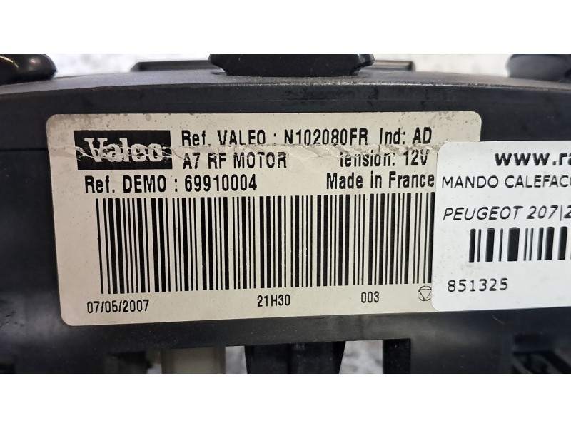 Recambio de mando calefaccion aire acondicionado para peugeot 207 1.4 hdi referencia OEM IAM 69910004  