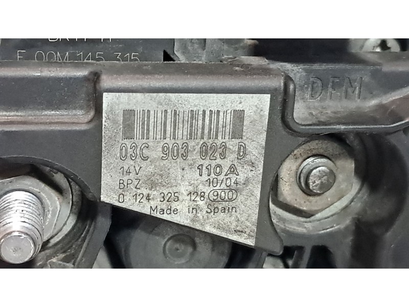 Recambio de alternador para volkswagen touran (1t1) 1.6 16v fsi referencia OEM IAM 03C903021D 0124325128 14V 110A