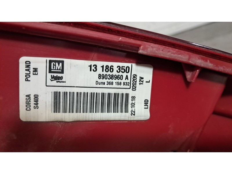 Recambio de piloto trasero izquierdo para opel corsa d cmon referencia OEM IAM 13186350  