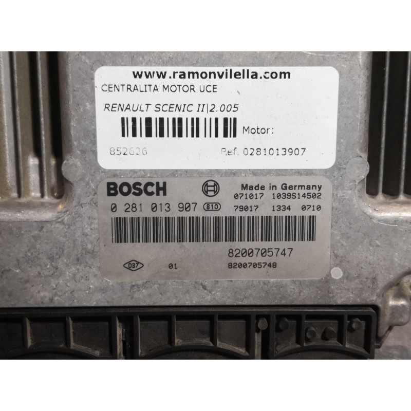Recambio de centralita motor uce para renault scenic ii grand confort dynamique referencia OEM IAM 0281013907 8200705747 8200705