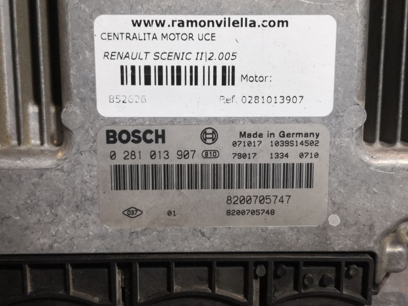 Recambio de centralita motor uce para renault scenic ii grand confort dynamique referencia OEM IAM 0281013907 8200705747 8200705