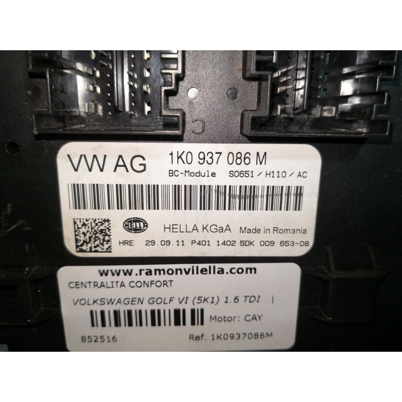 Recambio de centralita confort para volkswagen golf vi (5k1) 1.6 tdi | 0.08 - ... 1.6 tdi | 0.08 - ... referencia OEM IAM 1K0937