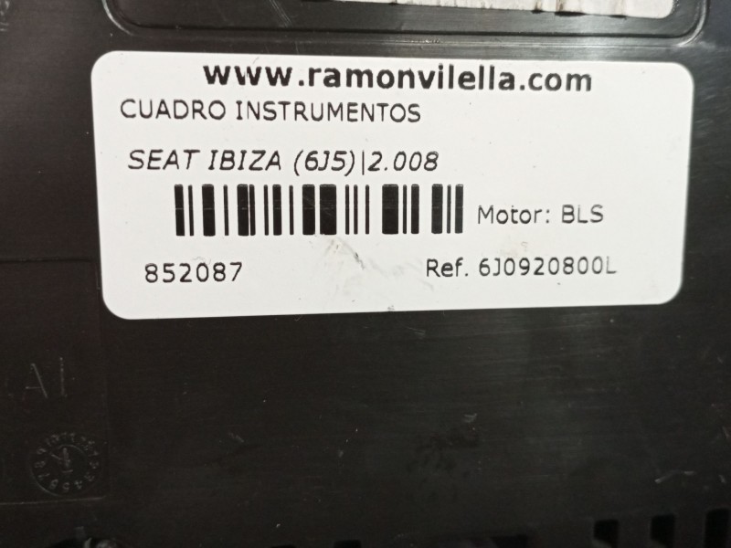Recambio de cuadro instrumentos para seat ibiza (6j5) reference referencia OEM IAM 6J0920800L  ASC53219407