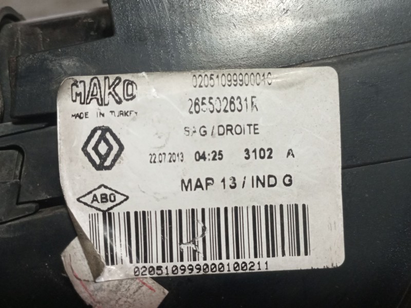 Recambio de piloto trasero derecho para renault clio iv business referencia OEM IAM 265502631R  