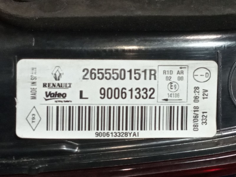 Recambio de piloto porton izquierdo para renault kadjar  | 0.15 - ...  | 0.15 - ... referencia OEM IAM 265550151R  