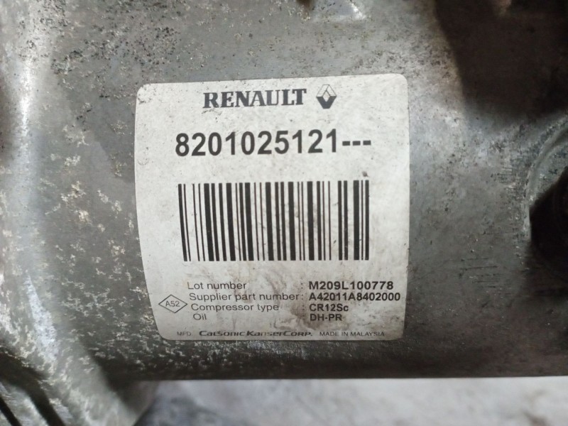 Recambio de compresor aire acondicionado para renault fluence  | ...  | ... referencia OEM IAM 8201025121  