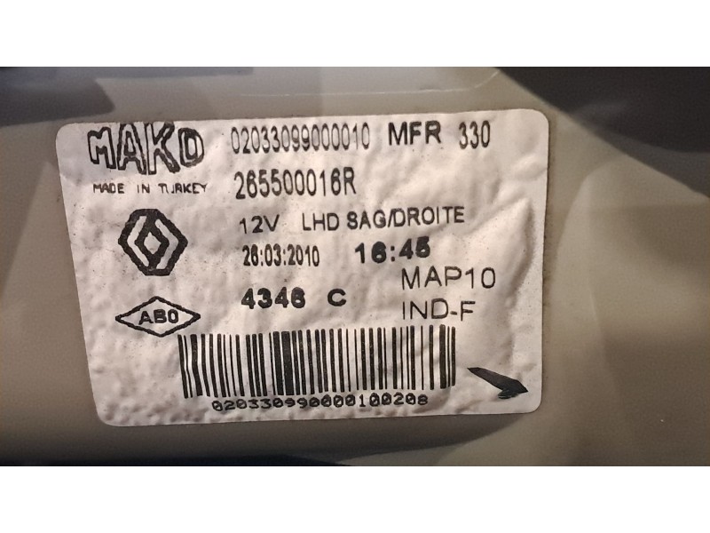 Recambio de piloto trasero derecho para renault fluence  | ...  | ... referencia OEM IAM   