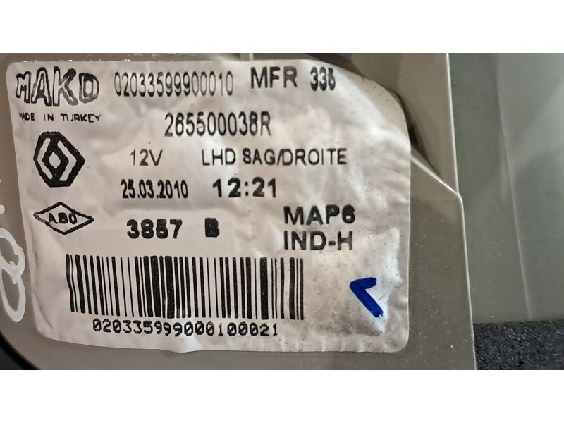 Recambio de piloto porton derecho para renault fluence  | ...  | ... referencia OEM IAM   
