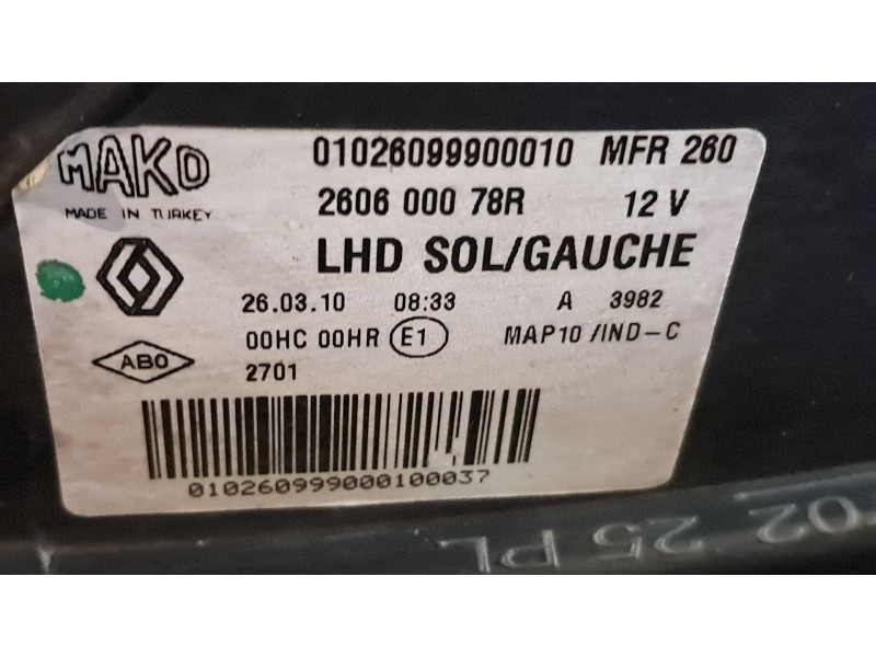 Recambio de faro izquierdo para renault fluence  | ...  | ... referencia OEM IAM   