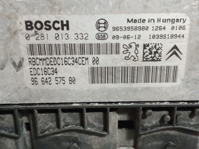 Recambio de centralita motor uce para citroen c4 sedan collection referencia OEM IAM 0281013332 9664257580 EDC16C34