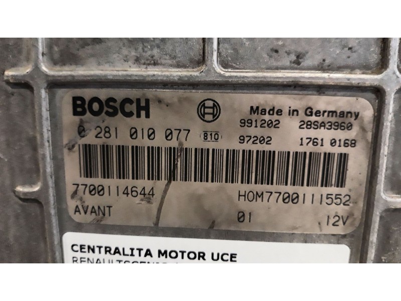 Recambio de centralita motor uce para renault scenic (ja..)  | 0.99 - 0.03  | 0.99 - 0.03 referencia OEM IAM 0281010077 77001146