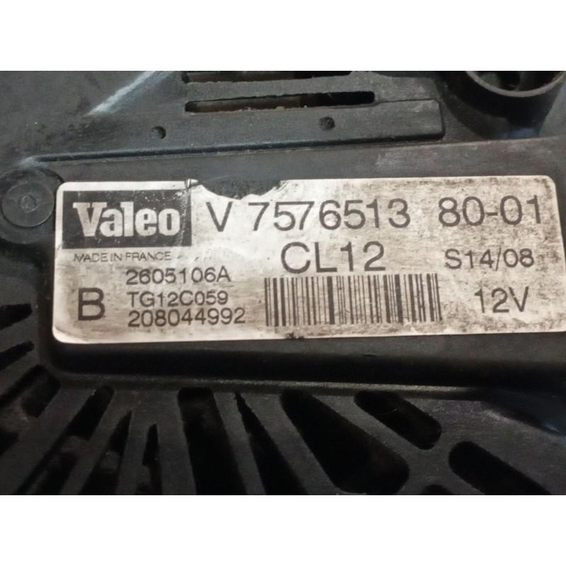 Recambio de alternador para peugeot 207 sw confort 1.4 vti 16v 95 referencia OEM IAM TG12C059 757651380 C12