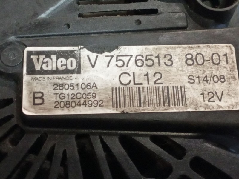 Recambio de alternador para peugeot 207 sw confort 1.4 vti 16v 95 referencia OEM IAM TG12C059 757651380 C12