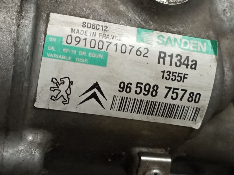 Recambio de compresor aire acondicionado para peugeot 207 sw confort 1.4 vti 16v 95 referencia OEM IAM 1355F 9659875780 SD6C12