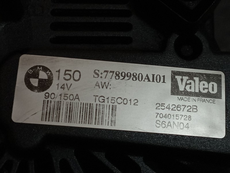 Recambio de alternador para bmw serie 3 berlina (e46) 2.0 16v diesel cat referencia OEM IAM TG15C012 7789980 90V 150A