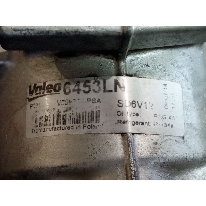 Recambio de compresor aire acondicionado para citroen c3 1.4 collection referencia OEM IAM 6453LN  SD6V12