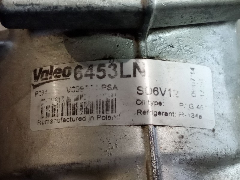 Recambio de compresor aire acondicionado para citroen c3 1.4 collection referencia OEM IAM 6453LN  SD6V12