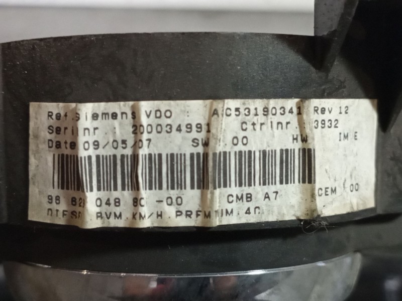 Recambio de cuadro instrumentos para peugeot 207 1.6 hdi referencia OEM IAM A2C53190341 966290480 A2C53065547