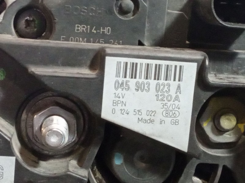 Recambio de alternador para volkswagen polo (9n1) 1.4 tdi referencia OEM IAM 0124515022 045903023A 14V 120A
