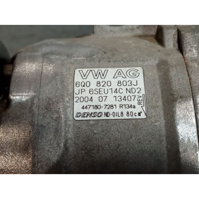 Recambio de compresor aire acondicionado para volkswagen polo (9n1) 1.4 tdi referencia OEM IAM 6Q0820803J 4471807281 6SEU14C