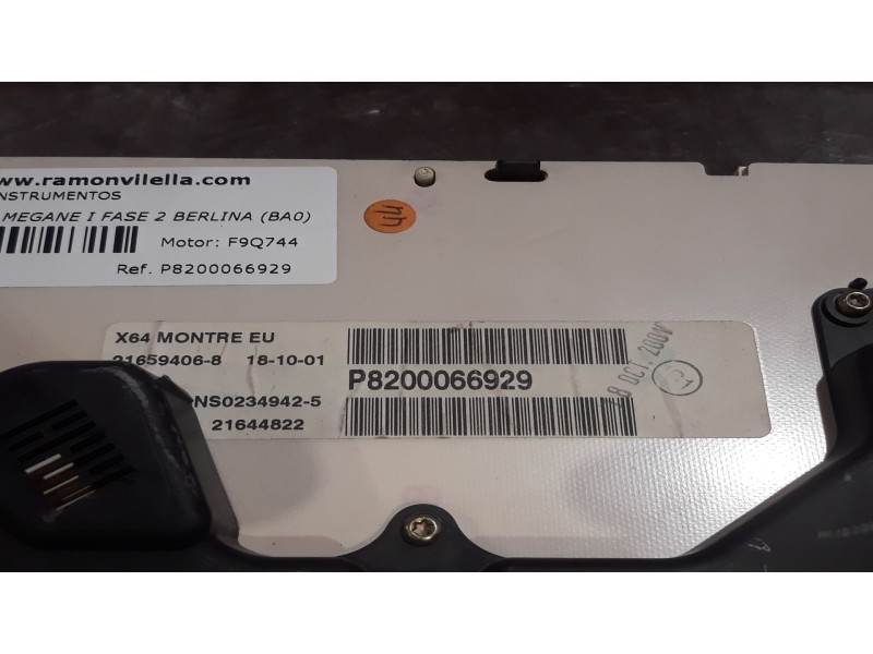 Recambio de cuadro instrumentos para renault megane i fase 2 berlina (ba0) 1.9 d authentique | 10.00 - ... 1.9 d authentique | 1