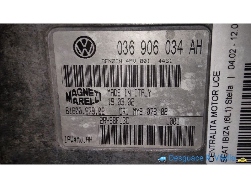 Recambio de centralita motor uce para seat ibiza (6l1) stella | 04.02 - 12.04 stella | 04.02 - 12.04 referencia OEM IAM 03690603