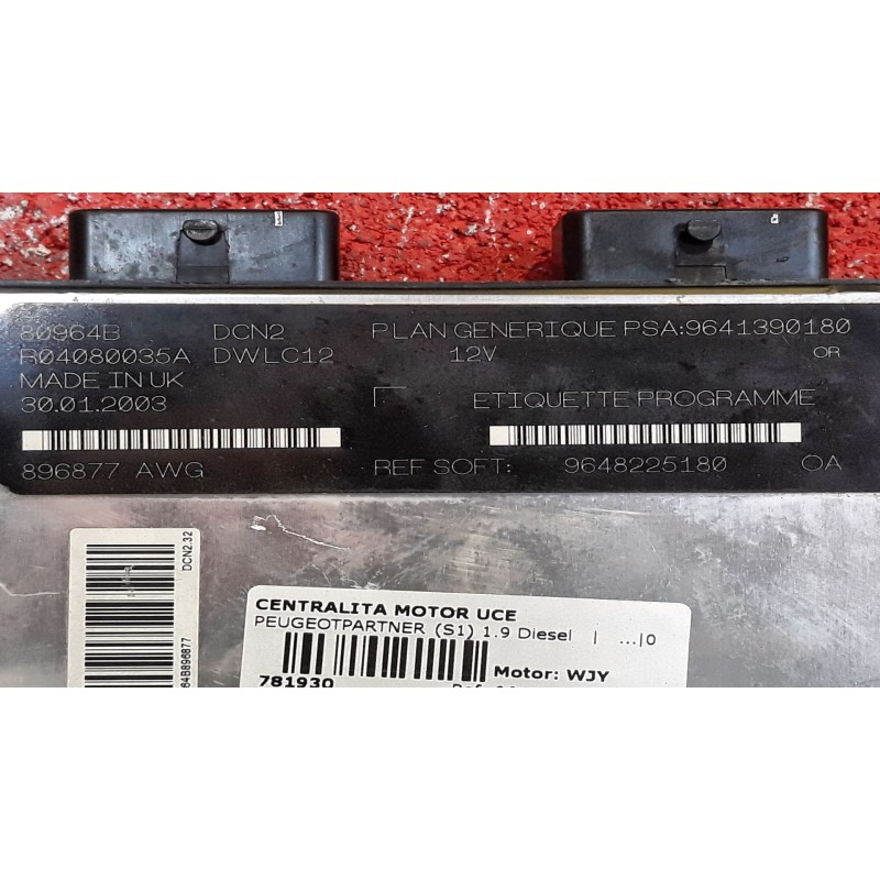 Recambio de centralita motor uce para peugeot partner (s1) 1.9 diesel | ... 1.9 diesel | ... referencia OEM IAM 9641390180 96482