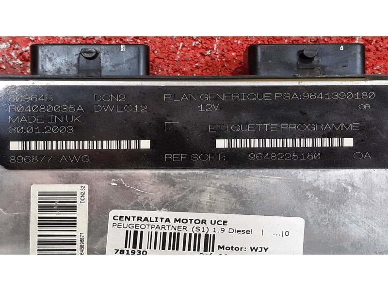 Recambio de centralita motor uce para peugeot partner (s1) 1.9 diesel | ... 1.9 diesel | ... referencia OEM IAM 9641390180 96482