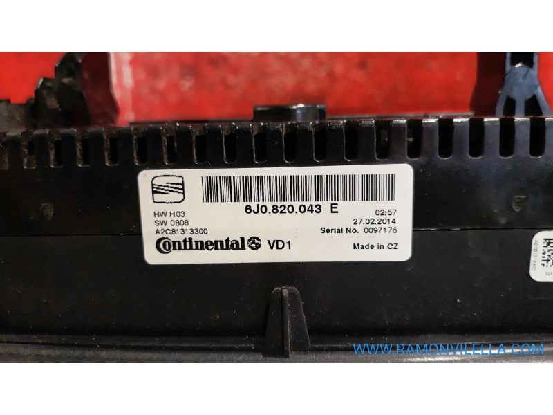Recambio de mando climatizador para seat ibiza (6j5) 1.6 tdi | 0.08 - ... 1.6 tdi | 0.08 - ... referencia OEM IAM 6J0820043E A2C