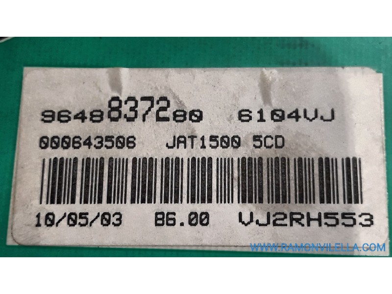 Recambio de cuadro instrumentos para peugeot 206 berlina xs clim | 05.03 - 12.05 xs clim | 05.03 - 12.05 referencia OEM IAM 9648