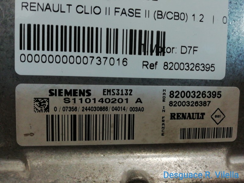 Recambio de centralita motor uce para renault clio ii fase ii (b/cb0) 1.2 | 0.01 - ... 1.2 | 0.01 - ... referencia OEM IAM 82003