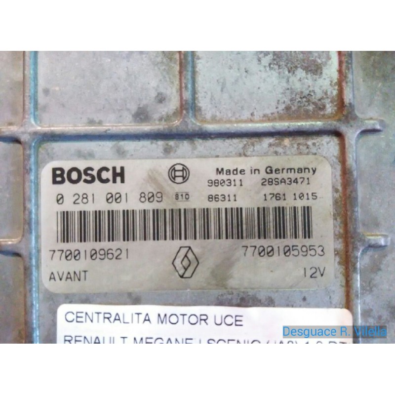 Recambio de centralita motor uce para renault megane i scenic (ja0) 1.9 dti rn | 10.97 - 12.99 1.9 dti rn | 10.97 - 12.99 refere