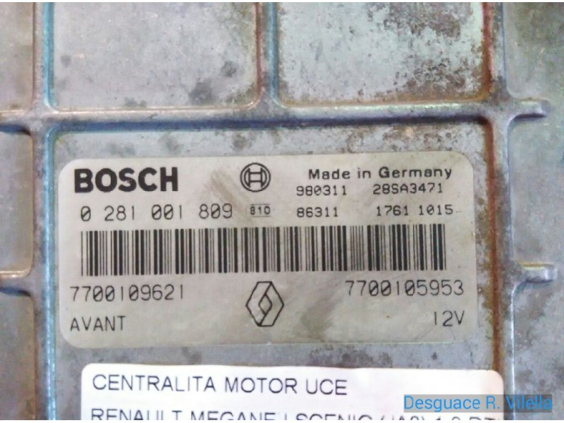 Recambio de centralita motor uce para renault megane i scenic (ja0) 1.9 dti rn | 10.97 - 12.99 1.9 dti rn | 10.97 - 12.99 refere