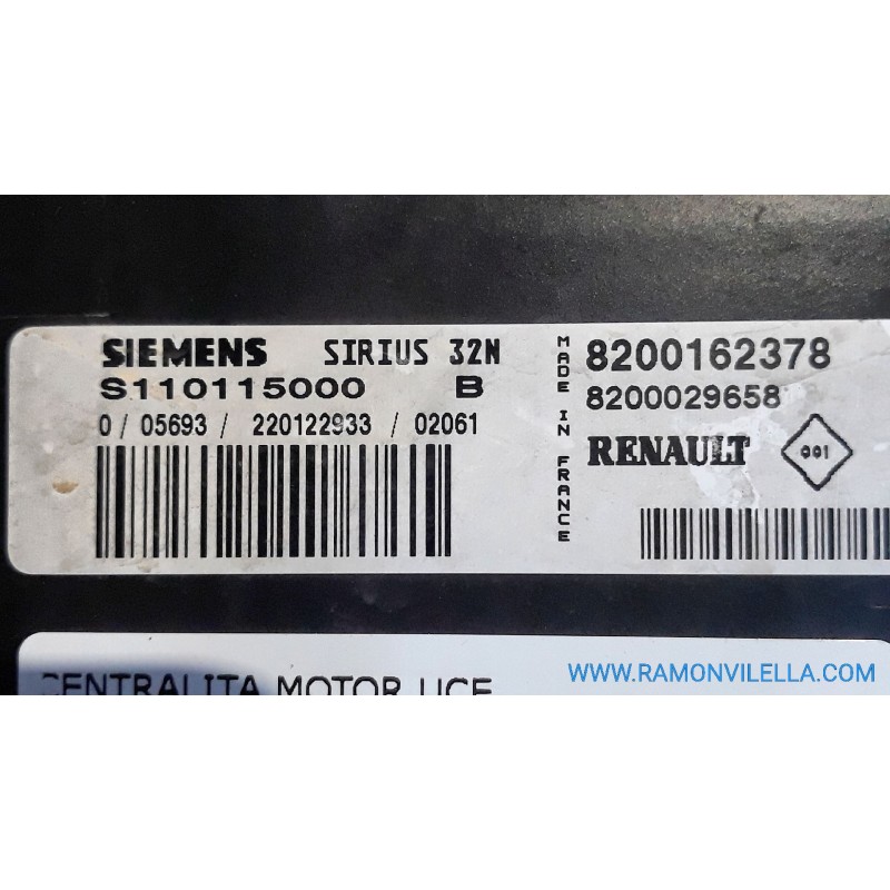 Recambio de centralita motor uce para renault clio ii fase ii (b/cb0) authentique | 06.01 - 12.08 authentique | 06.01 - 12.08 re