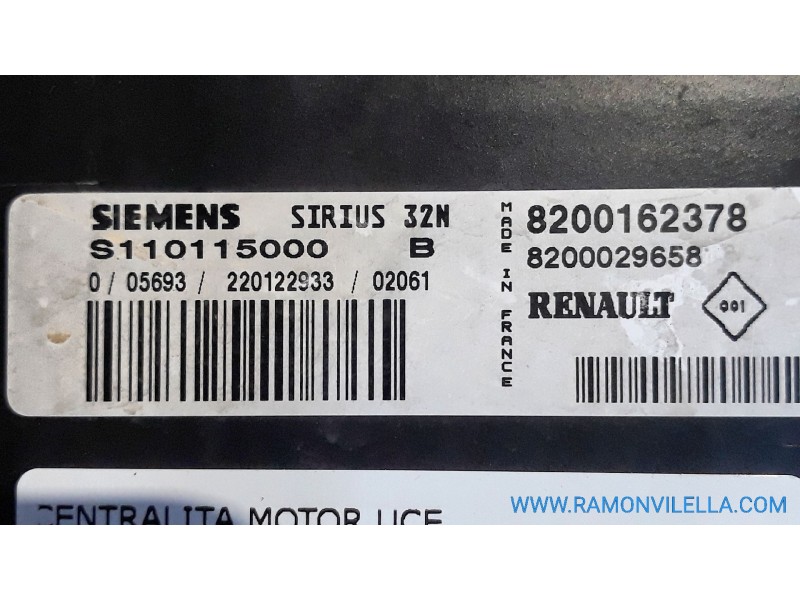 Recambio de centralita motor uce para renault clio ii fase ii (b/cb0) authentique | 06.01 - 12.08 authentique | 06.01 - 12.08 re