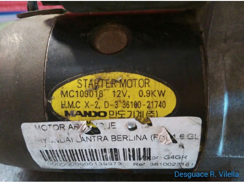 Recambio de motor arranque para hyundai lantra berlina (rd) 1.6 gl | 09.95 - ... 1.6 gl | 09.95 - ... referencia OEM IAM 3610021