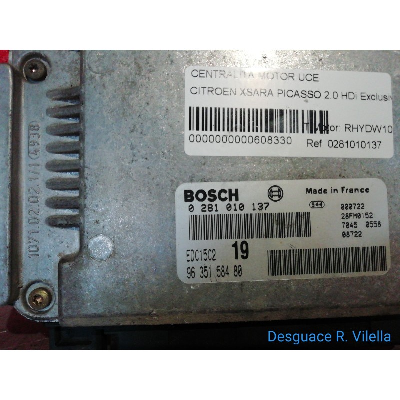 Recambio de centralita motor uce para citroen xsara picasso 2.0 hdi exclusive | 09.01 - 12.05 2.0 hdi exclusive | 09.01 - 12.05 