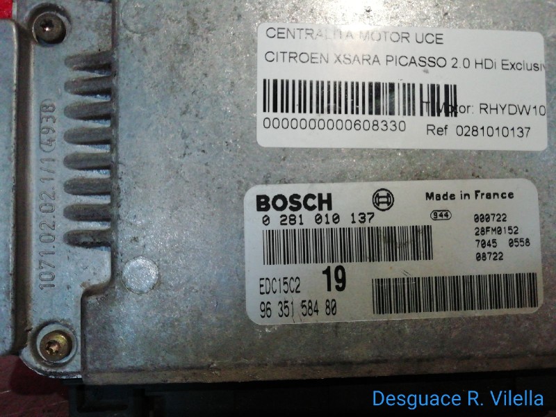 Recambio de centralita motor uce para citroen xsara picasso 2.0 hdi exclusive | 09.01 - 12.05 2.0 hdi exclusive | 09.01 - 12.05 