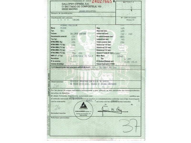 mitsubishi santamo (hyundai) básico | 0.99 - ... del año 2001 mitsubishi santamo (hyundai) básico | 0.99 - ... del año 2001