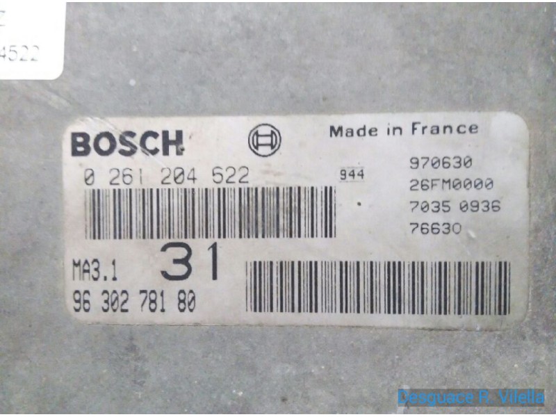 Recambio de centralita motor uce para citroen saxo 1.1 monaco | 07.96 - 12.99 1.1 monaco | 07.96 - 12.99 referencia OEM IAM 0261