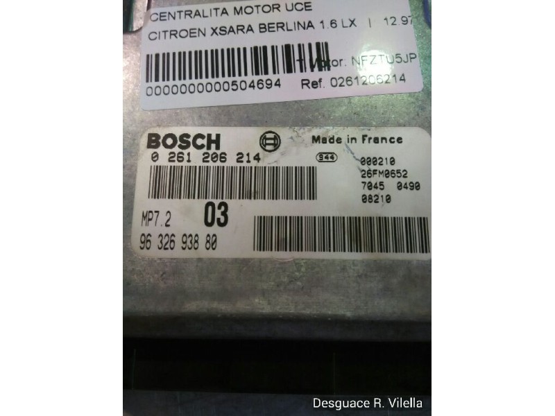 Recambio de centralita motor uce para citroen xsara berlina 1.6 lx | 12.97 - 12.98 1.6 lx | 12.97 - 12.98 referencia OEM IAM 026