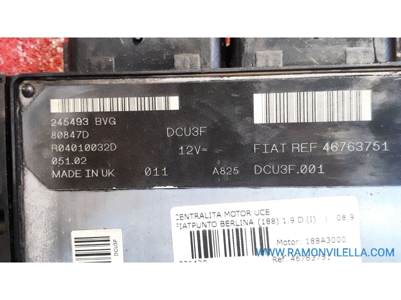 Recambio de centralita motor uce para fiat punto berlina (188) 1.9 d (i) | 08.99 - 12.02 1.9 d (i) | 08.99 - 12.02 referencia OE