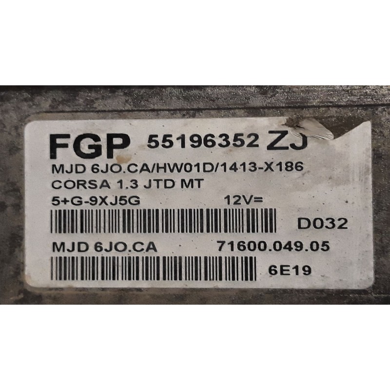 Recambio de centralita motor uce para opel corsa c 1.2 16v cat (z 12 xe / lw4) | 0.00 - ... 1.2 16v cat (z 12 xe / lw4) | 0.00 -