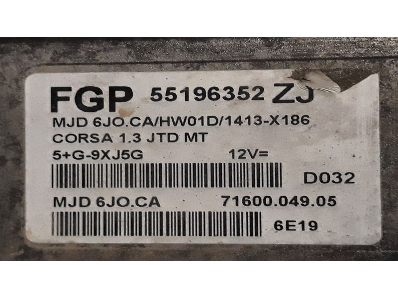 Recambio de centralita motor uce para opel corsa c 1.2 16v cat (z 12 xe / lw4) | 0.00 - ... 1.2 16v cat (z 12 xe / lw4) | 0.00 -