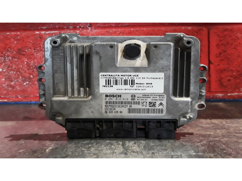 Recambio de centralita motor uce para citroen berlingo 1.6 hdi 110 sx multispace referencia OEM IAM 0281012619 9663943980 EDC16C