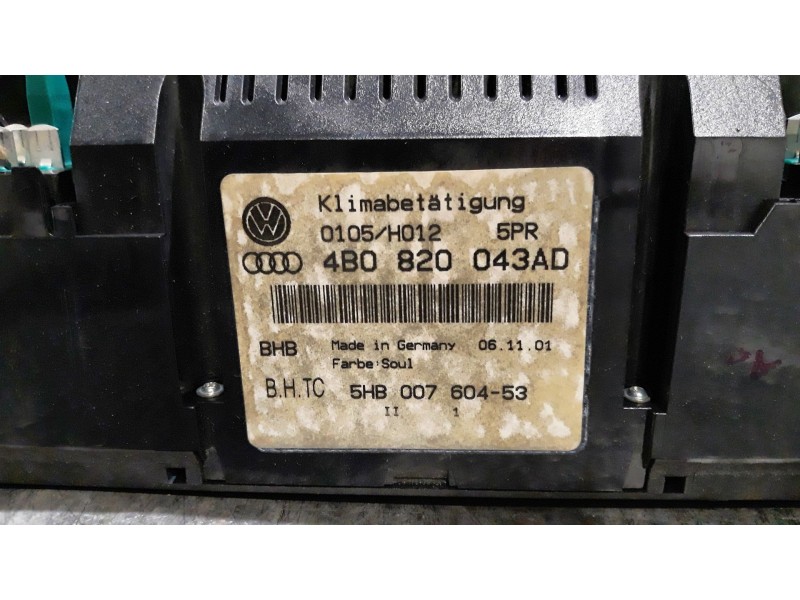 Recambio de mando climatizador para audi a6 2.5 tdi referencia OEM IAM 4B0820043AD 5HB00760453  Recambio de mando climatizador para audi a6 2.5 tdi referencia OEM IAM 4B0820043AD 5HB00760453