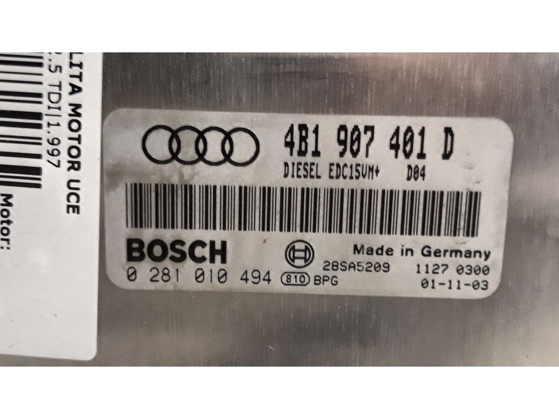 Recambio de centralita motor uce para audi a6 2.5 tdi referencia OEM IAM 0281010494 4B1907401D  Recambio de centralita motor uce para audi a6 2.5 tdi referencia OEM IAM 0281010494 4B1907401D