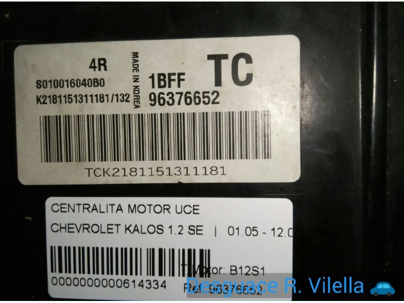 Recambio de centralita motor uce para chevrolet kalos 1.2 se | 01.05 - 12.08 1.2 se | 01.05 - 12.08 referencia OEM IAM 96376652 